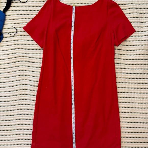 Red/Orange Anthropologie Maeve Red Bow Sheath Mini Dress | Size 6 - Picture 8 of 9